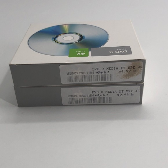 Lot of 2 Apple New DVD-R 4X Speed M8985G/A Media Blank Recordable Discs (5-Pack) - Picture 7 of 8
